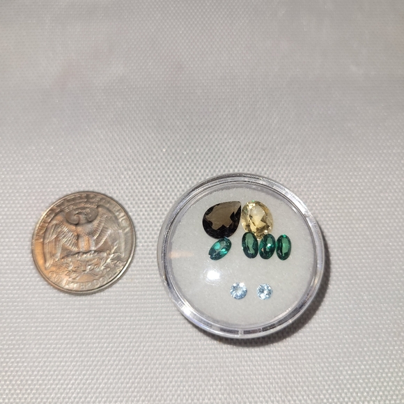 4.12 CTs Cut Smoky Quartz Citrine Teal Topaz Sky Blue Topaz Gemstones Lot